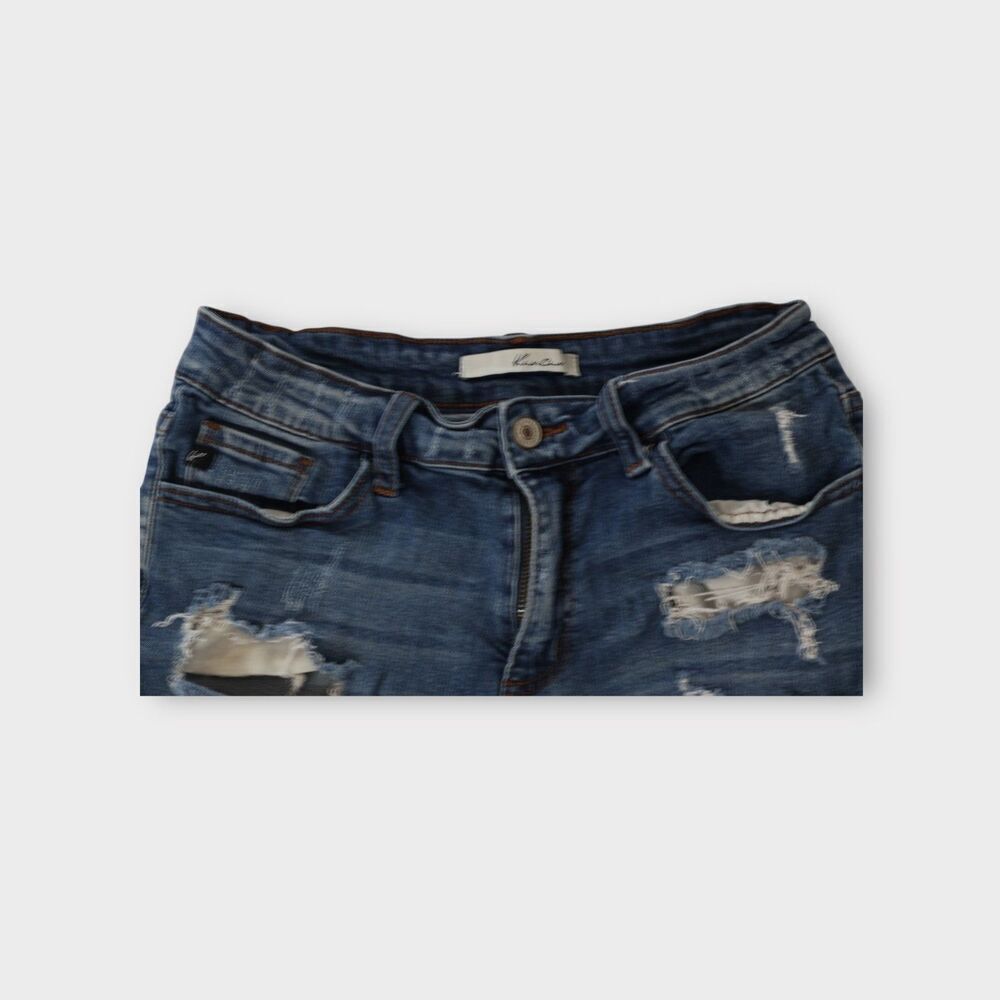 Kancan Denim Jean Cut Off Shorts Women’s Size 27 Stretch Distressed Blue - Picture 12 of 12